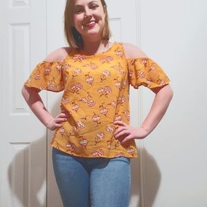 Small burnt orange drop sleeve top